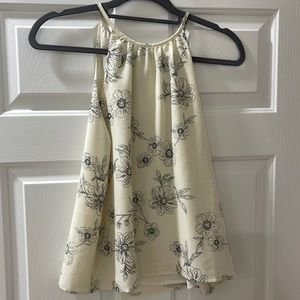 High neck tie back floral tank